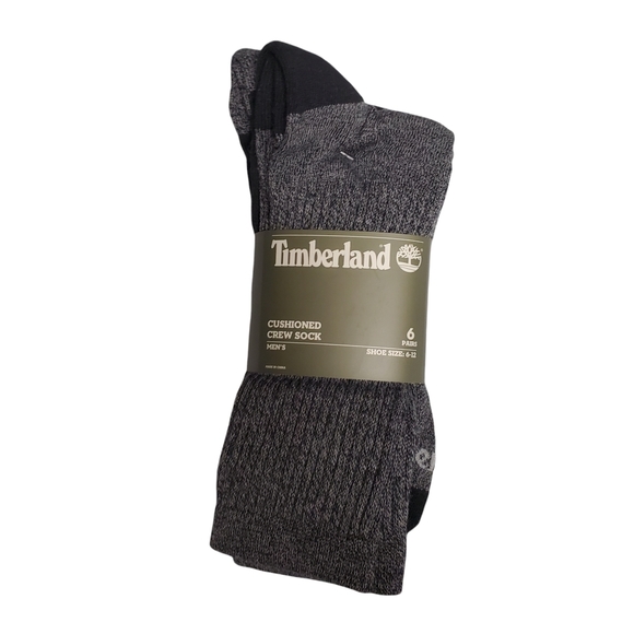 6 PAIRS Timberland Men's Cushioned Everyday Crew Socks - Picture 3 of 3